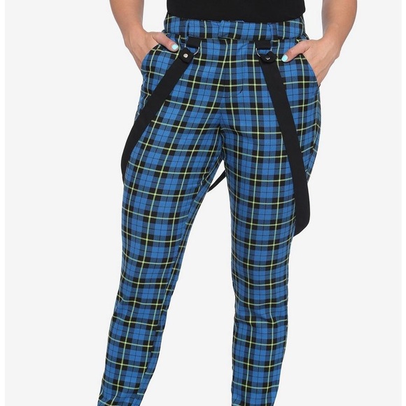 Blue & Green Plaid Suspender Pants - Picture 4 of 5